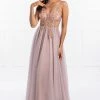 NEW ARRIVALS Honey Couture JANA Pink Crystal Beaded Tulle Formal Gown