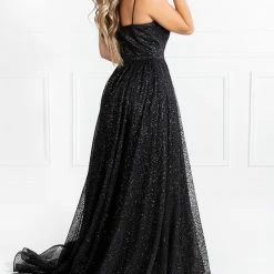 Honey Couture Made To Your Measurements Honey Couture AVA Black Glitter Sparkle Ball Gown Formal Dress NEW ARRIVALS