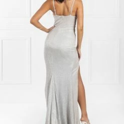 NEW ARRIVALS Honey Couture MIKKA Silver Bustier Mermaid Split Formal Dress