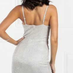 NEW ARRIVALS Honey Couture MIKKA Silver Bustier Mermaid Split Formal Dress
