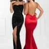 Honey Couture MILEE Metallic Red Low Back Mermaid Evening Gown Dress