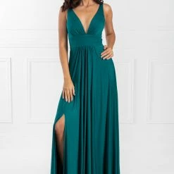 Honey Couture ELLE Emerald Green V Front Formal Dress NEW ARRIVALS