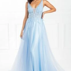 Honey Couture Made To Your Measurements Honey Couture BESS Beaded Lace Applique W Tulle Skirt Formal Dress NEW ARRIVALS