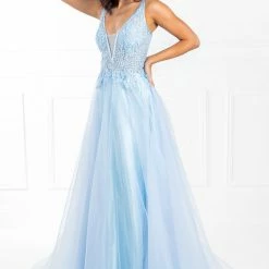 Honey Couture Made To Your Measurements Honey Couture BESS Beaded Lace Applique W Tulle Skirt Formal Dress NEW ARRIVALS