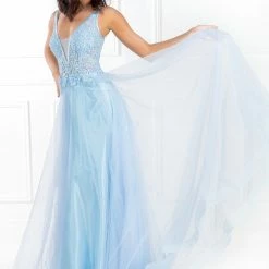 Honey Couture Made To Your Measurements Honey Couture BESS Beaded Lace Applique W Tulle Skirt Formal Dress NEW ARRIVALS