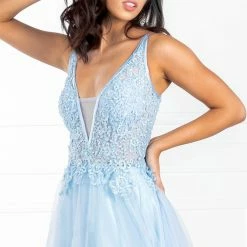 Honey Couture Made To Your Measurements Honey Couture BESS Beaded Lace Applique W Tulle Skirt Formal Dress NEW ARRIVALS