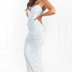 NEW ARRIVALS Honey Couture CINTA White Multi Sequin Sequin Formal Dress