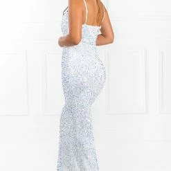 NEW ARRIVALS Honey Couture CINTA White Multi Sequin Sequin Formal Dress