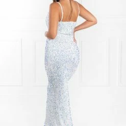 NEW ARRIVALS Honey Couture CINTA White Multi Sequin Sequin Formal Dress