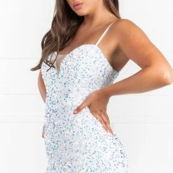 NEW ARRIVALS Honey Couture CINTA White Multi Sequin Sequin Formal Dress