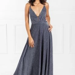 Honey Couture HANA Blue Shimmer Lace Up Corset Formal Gown Dress NEW ARRIVALS