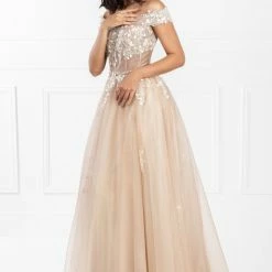 Honey Couture Made To Your Measurements NEW ARRIVALS Honey Couture CHYANNA Beaded Tulle Applique Made To Order Formal Dress