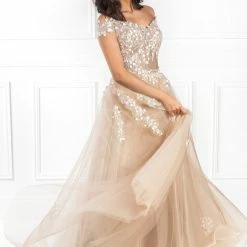 Honey Couture Made To Your Measurements NEW ARRIVALS Honey Couture CHYANNA Beaded Tulle Applique Made To Order Formal Dress