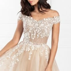 Honey Couture Made To Your Measurements NEW ARRIVALS Honey Couture CHYANNA Beaded Tulle Applique Made To Order Formal Dress