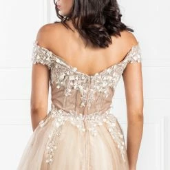 Honey Couture Made To Your Measurements NEW ARRIVALS Honey Couture CHYANNA Beaded Tulle Applique Made To Order Formal Dress