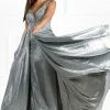 Honey Couture MEESHA Silver Crystal Over Skirt Princess Gown NEW ARRIVALS
