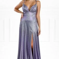 Honey Couture HOLLIE Purple A Line Glitter Effect Formal Dress NEW ARRIVALS