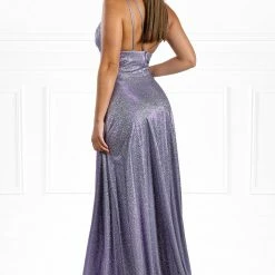 Honey Couture HOLLIE Purple A Line Glitter Effect Formal Dress NEW ARRIVALS
