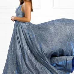 Honey Couture Made To Your Measurements Honey Couture TAHLIA Glitter Fabric Corset Lace Up Back Formal Dress