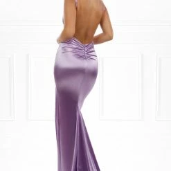 NEW ARRIVALS Honey Couture MILEE Lilac Purple Low Back Mermaid Dress W Leg Split