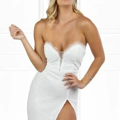 Honey Couture CARA White Lace Frill Strapless Mermaid Formal Dress NEW ARRIVALS 11 Honey Couture CARA White Lace Frill Strapless Mermaid Formal Dress NEW ARRIVALS