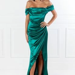 Honey Couture ESMERELDA Emerald Green Off Shoulder Corset Bustier Formal Dress NEW ARRIVALS