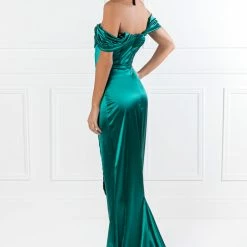 Honey Couture ESMERELDA Emerald Green Off Shoulder Corset Bustier Formal Dress NEW ARRIVALS
