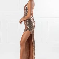 Honey Couture LIBERTY Gold Sequin Lace Up Formal Dress 15 Honey Couture LIBERTY Gold Sequin Lace Up Formal Dress