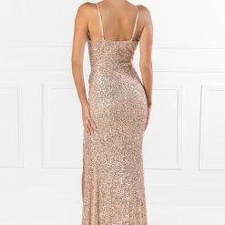 Honey Couture PEYTON Gold Sequin Formal Dress