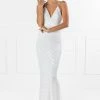 Honey Couture HEIDY White Sequin Mermaid Formal Dress