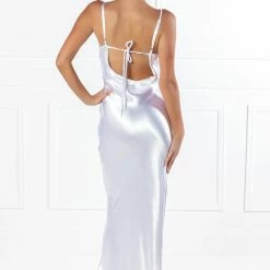 Honey Couture EVELYN White Silky Slip Formal Dress NEW ARRIVALS