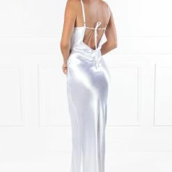 Honey Couture EVELYN White Silky Slip Formal Dress NEW ARRIVALS