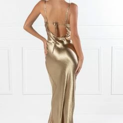 Honey Couture EVELYN Gold Silky Slip Formal Dress NEW ARRIVALS
