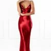 NEW ARRIVALS Honey Couture EVELYN Burgundy Silky Slip Formal Dress
