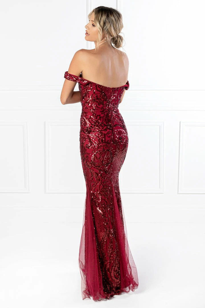 NEW ARRIVALS Honey Couture KIMBERLEY Burgundy Sequin Off Shoulder Formal Dress 4 NEW ARRIVALS Honey Couture KIMBERLEY Burgundy Sequin Off Shoulder Formal Dress