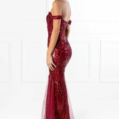 NEW ARRIVALS Honey Couture KIMBERLEY Burgundy Sequin Off Shoulder Formal Dress 18 NEW ARRIVALS Honey Couture KIMBERLEY Burgundy Sequin Off Shoulder Formal Dress