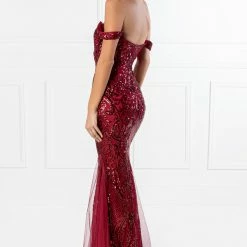 NEW ARRIVALS Honey Couture KIMBERLEY Burgundy Sequin Off Shoulder Formal Dress 17 NEW ARRIVALS Honey Couture KIMBERLEY Burgundy Sequin Off Shoulder Formal Dress