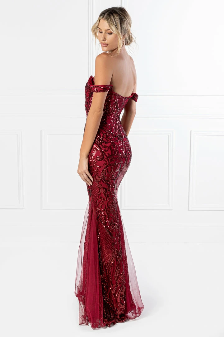 NEW ARRIVALS Honey Couture KIMBERLEY Burgundy Sequin Off Shoulder Formal Dress 7 NEW ARRIVALS Honey Couture KIMBERLEY Burgundy Sequin Off Shoulder Formal Dress