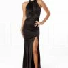 Honey Couture VALERIA Black Beaded Halter Formal Gown NEW ARRIVALS