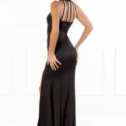 Honey Couture VALERIA Black Beaded Halter Formal Gown NEW ARRIVALS