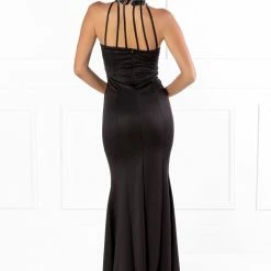 Honey Couture VALERIA Black Beaded Halter Formal Gown NEW ARRIVALS