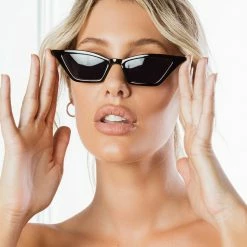 Honey Couture Sunglasses Honey Couture TRIXI Black Cat Eye Festival Sunglasses