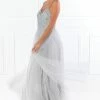 Honey Couture AINSLEY Grey Silver Crystal Beaded Tulle Formal Gown NEW ARRIVALS