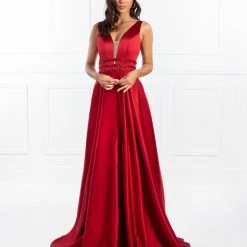 Honey Couture Made To Your Measurements NEW ARRIVALS Honey Couture BRIHANNE Beaded Waist Full Skirt Formal Gown