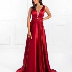 Honey Couture Made To Your Measurements NEW ARRIVALS Honey Couture BRIHANNE Beaded Waist Full Skirt Formal Gown