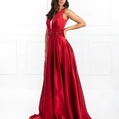 Honey Couture Made To Your Measurements NEW ARRIVALS Honey Couture BRIHANNE Beaded Waist Full Skirt Formal Gown