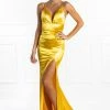 NEW ARRIVALS Honey Couture AISHA Yellow Low Back Mermaid Evening Gown Dress