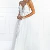Honey Couture PEYTON 3D White Flowers Formal Gown
