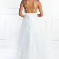 Honey Couture PEYTON 3D White Flowers Formal Gown