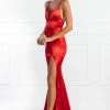 Honey Couture AISHA Red Low Back Mermaid Evening Gown Dress NEW ARRIVALS
